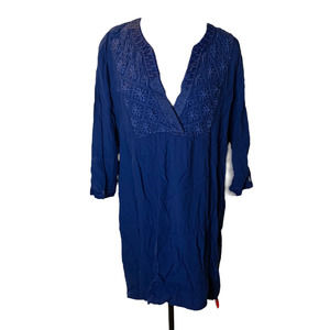 JOHNNY WAS Calme Hi Low Weekend Tunic Dress in Deep Indigo XS
